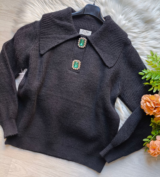 Maglia con bottoni gioiello